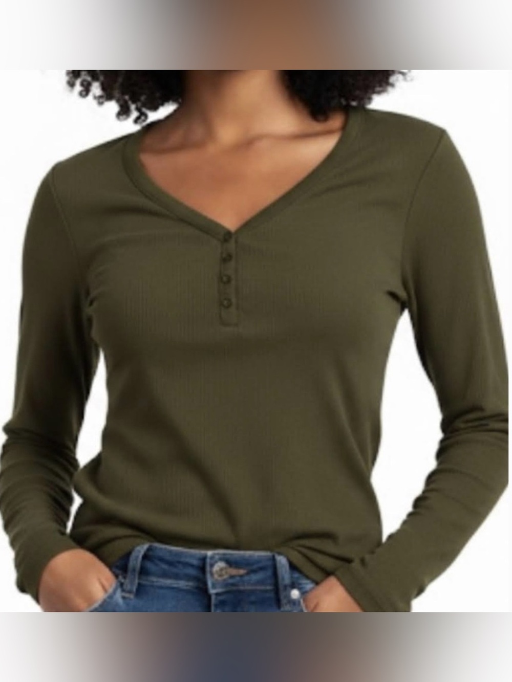 GAP Ribbed Henley Long Sleeve Top